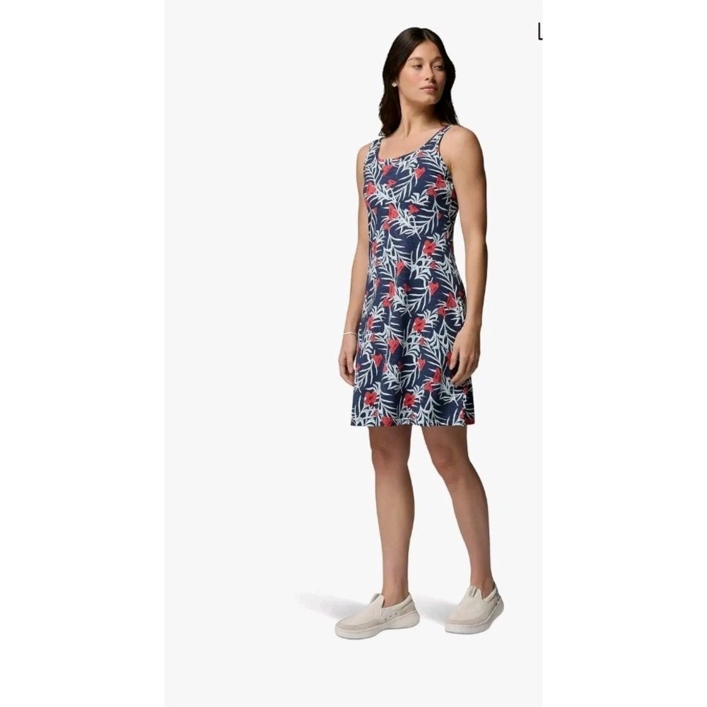 Columbia PFG Omni-Freeze Advanced Cooling tropical Tank‎ Dress XL Blue/Coral EXC